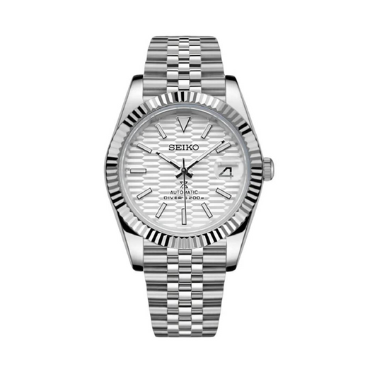 Seikojust Datejust Style – Textured White Dial – 39mm Automatic NH35
